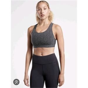 Athleta Grey Black Fitness Workout Padded Ultimate Textured Sports Bra Size XS